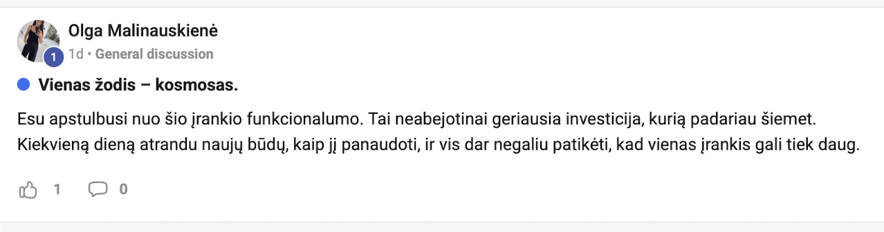 Olga Malinauskienė atsiliepimas