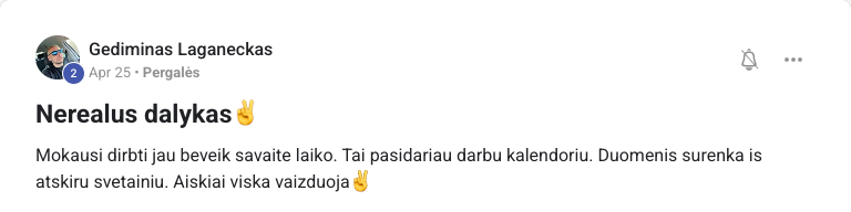 Gediminas Laganeckas. Per savaitę susikūrė darbo kalendorių iš kelių svetainių duomenų.